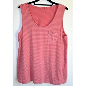 Fresh Produce Pink Stripe Tank Top Womens Large Sleeveless Coastal Beach USA‎
